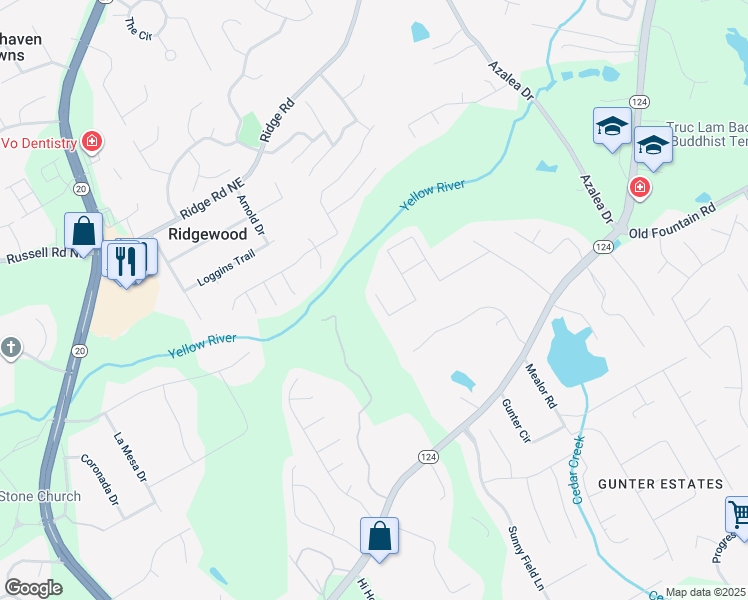 map of restaurants, bars, coffee shops, grocery stores, and more near 487 Pine Lane in Lawrenceville