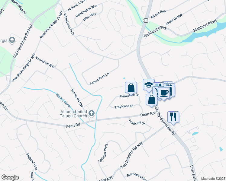 map of restaurants, bars, coffee shops, grocery stores, and more near 768 8 Point Court in Suwanee