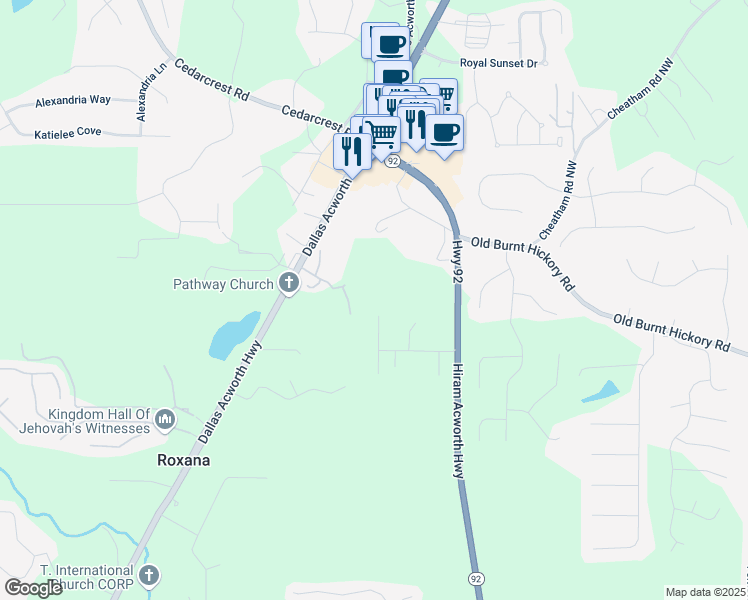 map of restaurants, bars, coffee shops, grocery stores, and more near 174 Cannon Place in Dallas