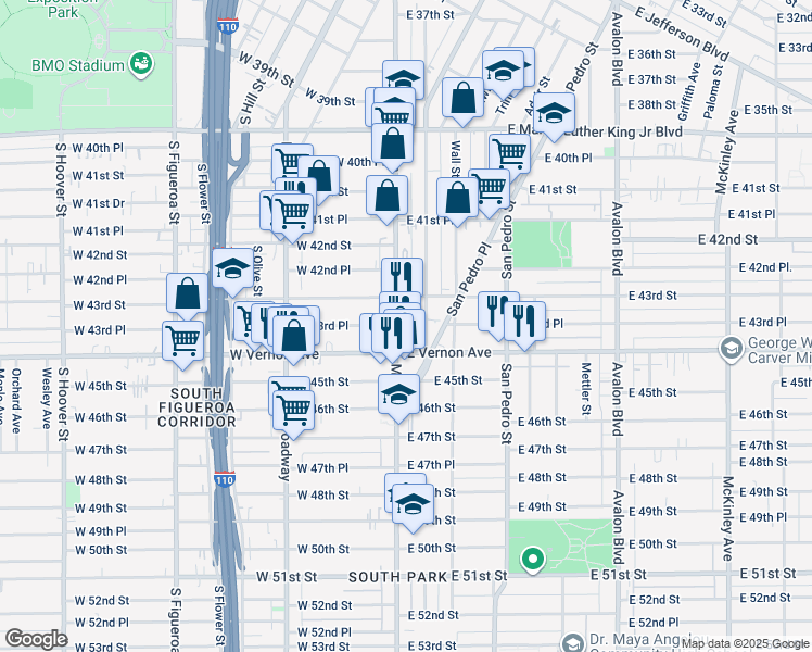 map of restaurants, bars, coffee shops, grocery stores, and more near 4334 Main Street in Los Angeles