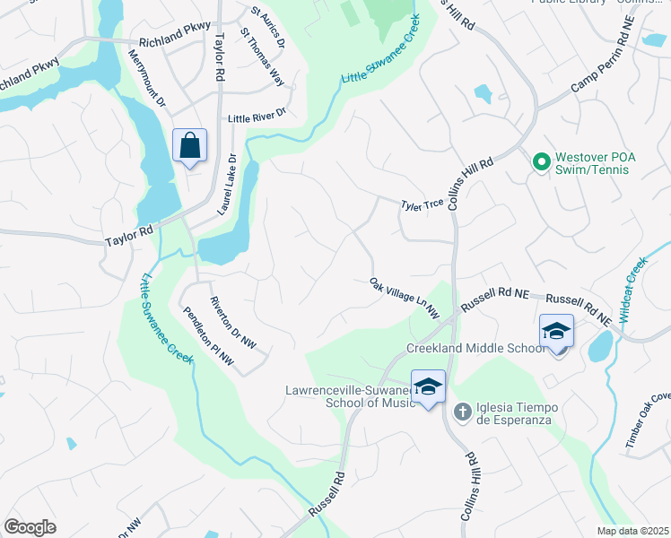 map of restaurants, bars, coffee shops, grocery stores, and more near 1931 Amber Dawn Way in Lawrenceville