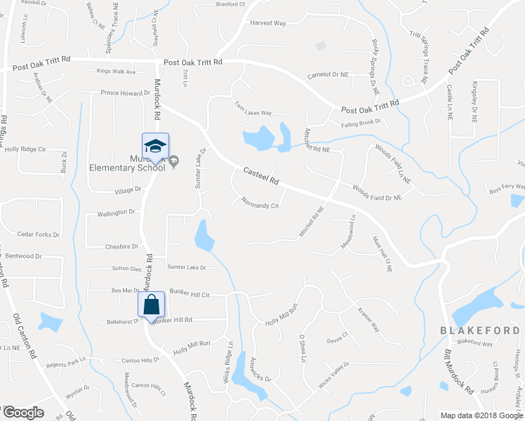map of restaurants, bars, coffee shops, grocery stores, and more near 3220 Normandy Circle in Marietta