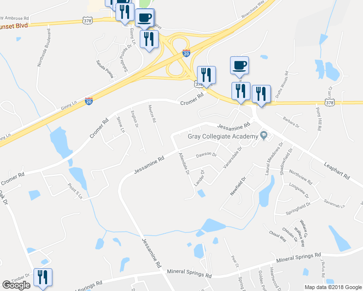 map of restaurants, bars, coffee shops, grocery stores, and more near 1042 Orangeburg Drive in West Columbia