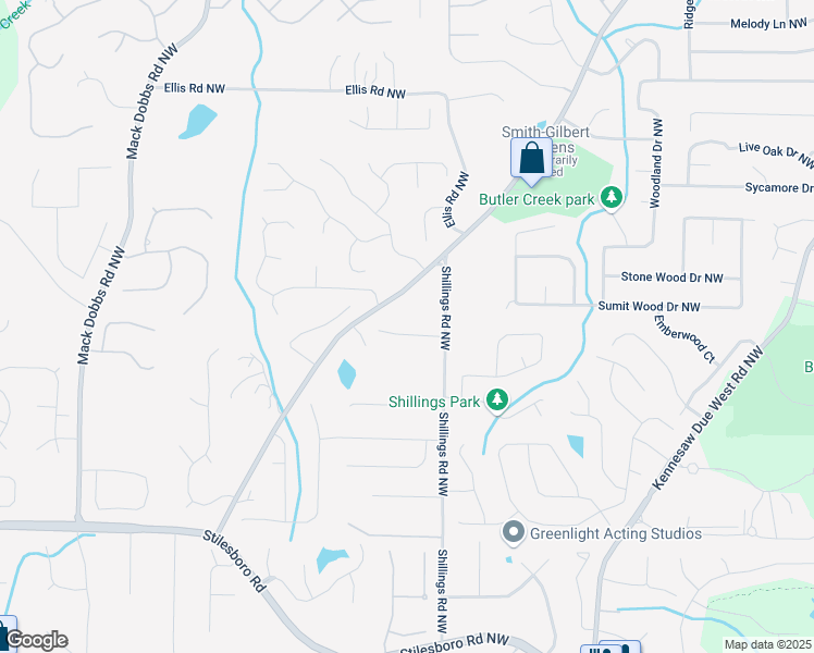 map of restaurants, bars, coffee shops, grocery stores, and more near 2900 Country Court Northwest in Kennesaw