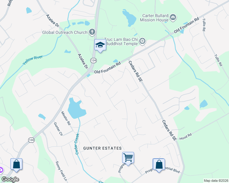 map of restaurants, bars, coffee shops, grocery stores, and more near 1225 Grace Hadaway Lane Northeast in Lawrenceville