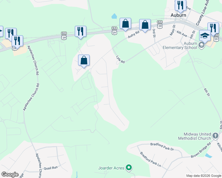 map of restaurants, bars, coffee shops, grocery stores, and more near 128 Elk Grove Drive in Auburn
