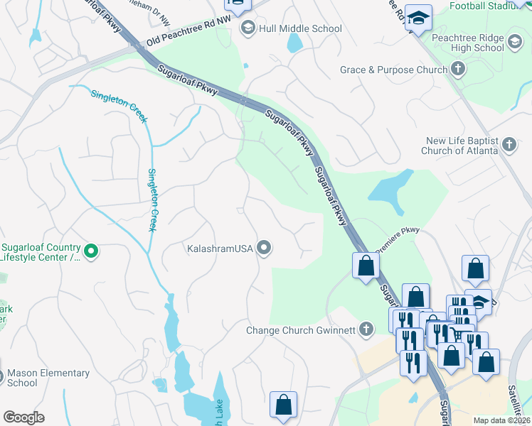 map of restaurants, bars, coffee shops, grocery stores, and more near 2728 Bonar Hall Path in Duluth
