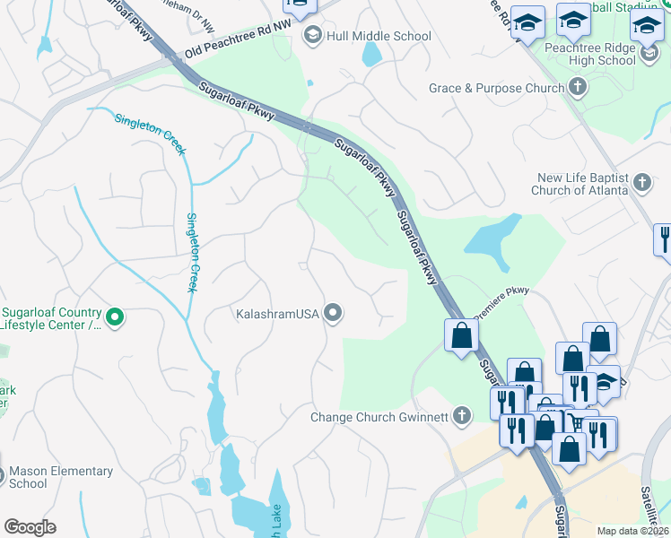map of restaurants, bars, coffee shops, grocery stores, and more near 2728 Bonar Hall Path in Duluth