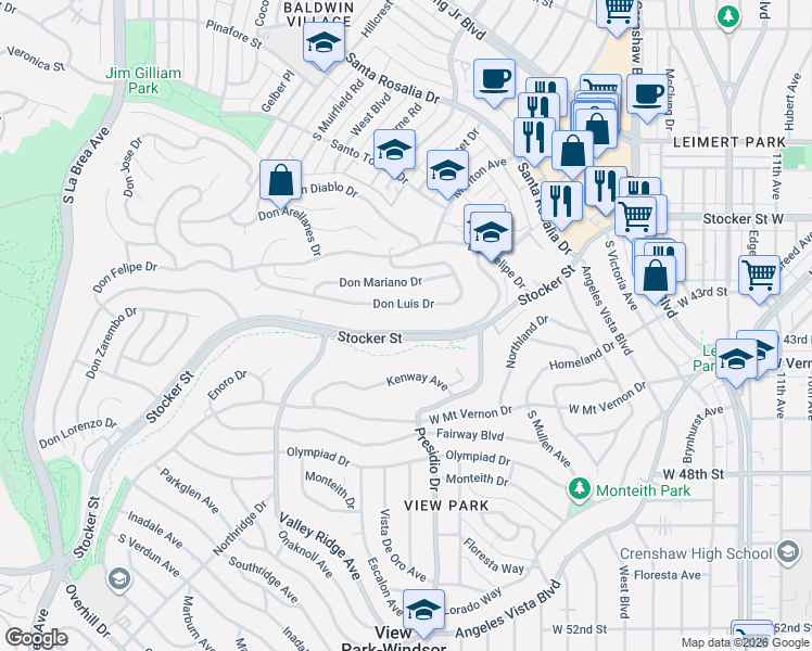 map of restaurants, bars, coffee shops, grocery stores, and more near 4037 Don Tomaso Drive in Los Angeles