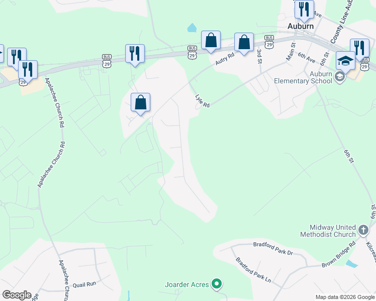 map of restaurants, bars, coffee shops, grocery stores, and more near 128 Elk Grove Drive in Auburn