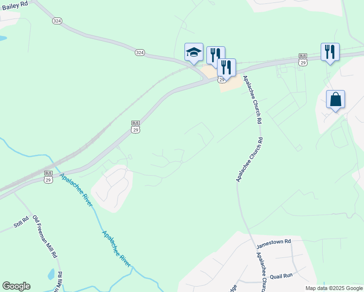 map of restaurants, bars, coffee shops, grocery stores, and more near 573 Auburn Crossing Drive in Auburn
