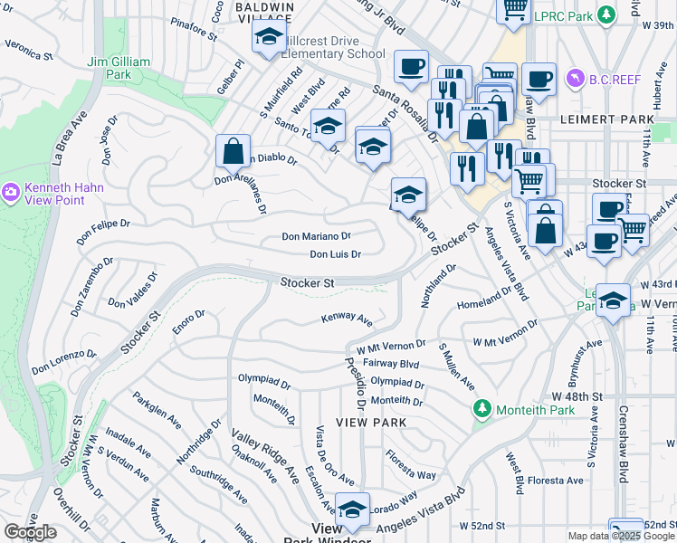 map of restaurants, bars, coffee shops, grocery stores, and more near 4043 Don Tomaso Drive in Los Angeles