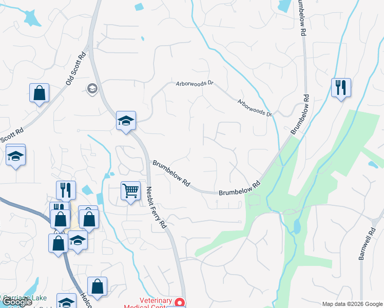 map of restaurants, bars, coffee shops, grocery stores, and more near 2985 Georgian Manor Drive in Johns Creek