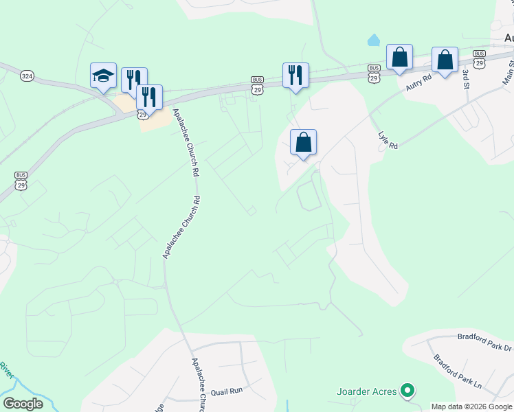 map of restaurants, bars, coffee shops, grocery stores, and more near 457 Auburn Valley Way in Auburn