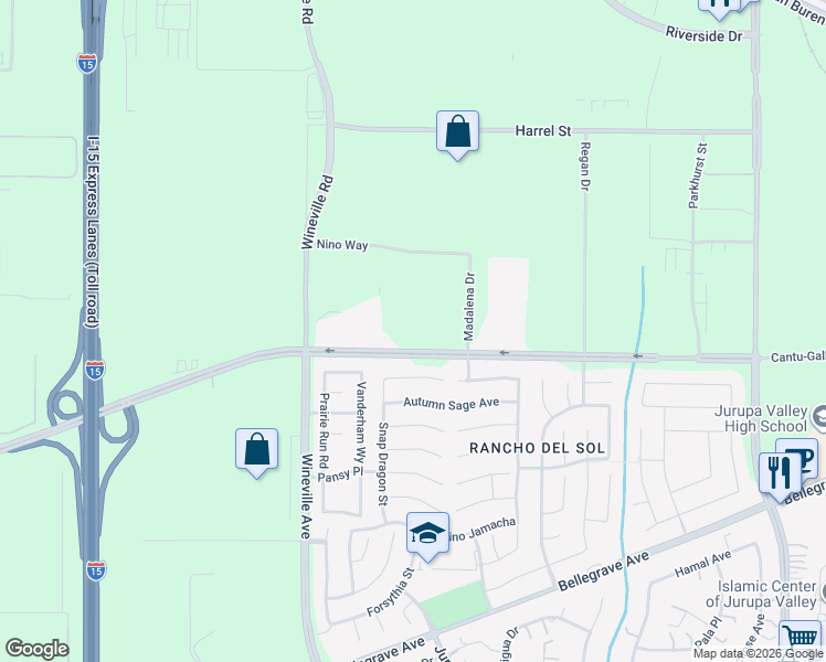 map of restaurants, bars, coffee shops, grocery stores, and more near in Jurupa Valley