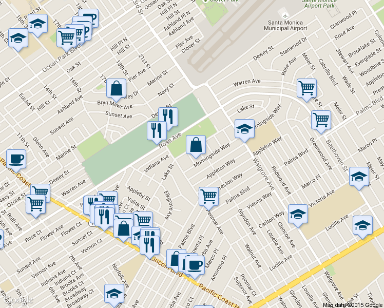 map of restaurants, bars, coffee shops, grocery stores, and more near 1506 Walnut Avenue in Los Angeles