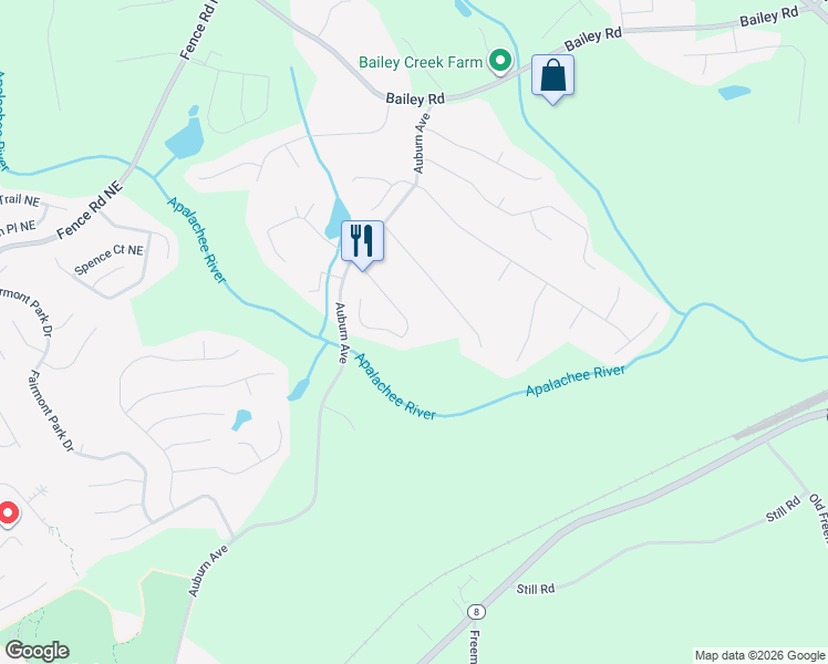 map of restaurants, bars, coffee shops, grocery stores, and more near 425 Roland Manor Drive in Dacula