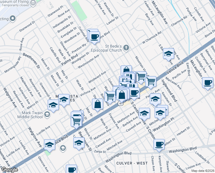 map of restaurants, bars, coffee shops, grocery stores, and more near 3724 Wasatch Avenue in Los Angeles
