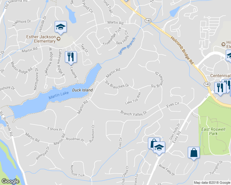 map of restaurants, bars, coffee shops, grocery stores, and more near 815 Lake Overlook in Roswell