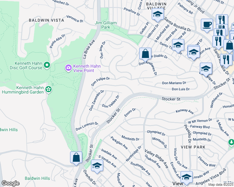 map of restaurants, bars, coffee shops, grocery stores, and more near 4509 Don Valdes Drive in Los Angeles