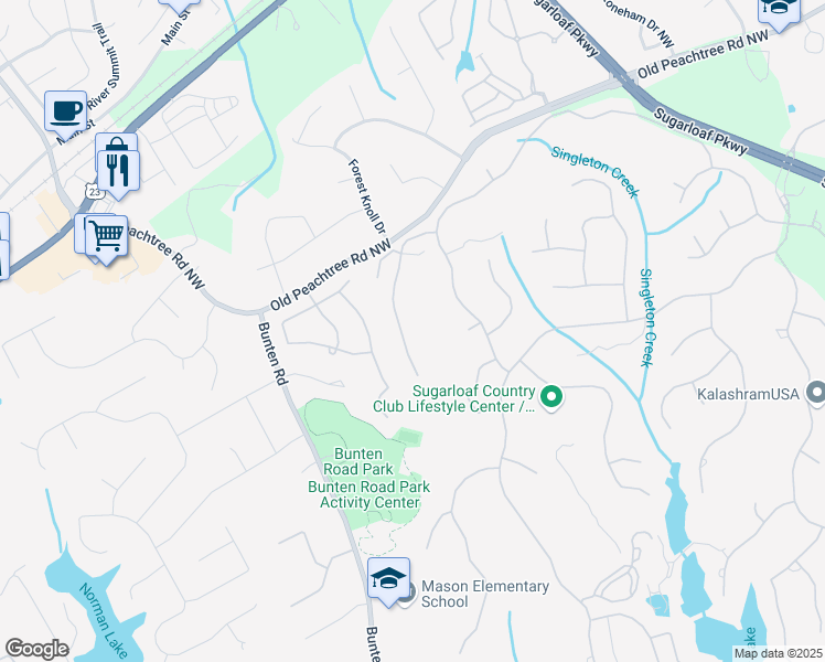 map of restaurants, bars, coffee shops, grocery stores, and more near 3219 Carmichael Place Northwest in Duluth
