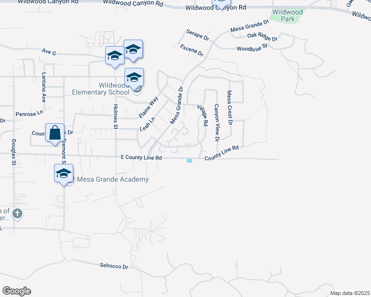 map of restaurants, bars, coffee shops, grocery stores, and more near 13682 Village Court in Yucaipa