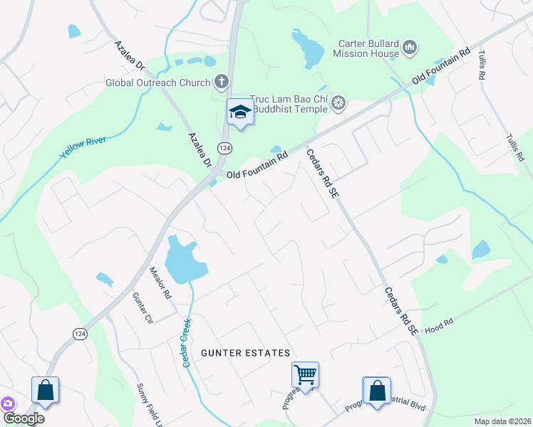 map of restaurants, bars, coffee shops, grocery stores, and more near 1225 Grace Hadaway Lane Northeast in Lawrenceville