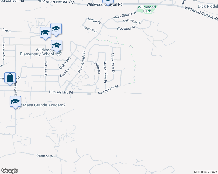 map of restaurants, bars, coffee shops, grocery stores, and more near 36330 County Line Road in Yucaipa