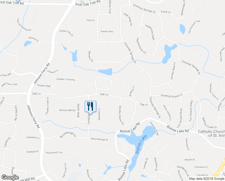 map of restaurants, bars, coffee shops, grocery stores, and more near 2321 Edgemere Lake Circle in Marietta