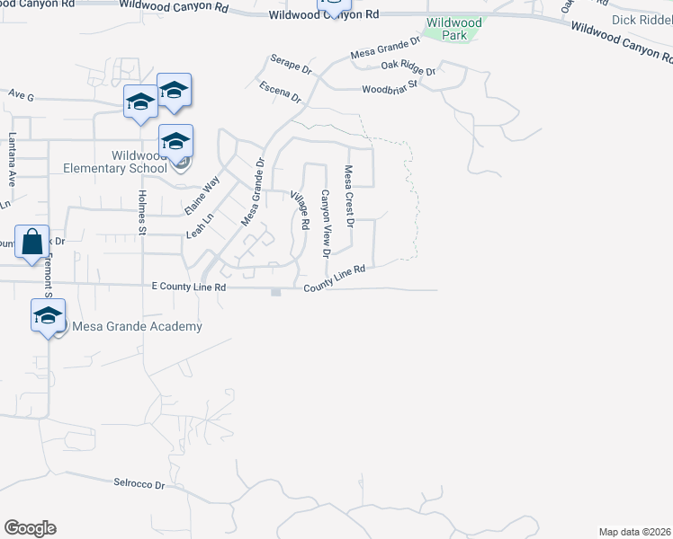 map of restaurants, bars, coffee shops, grocery stores, and more near 36330 County Line Road in Yucaipa