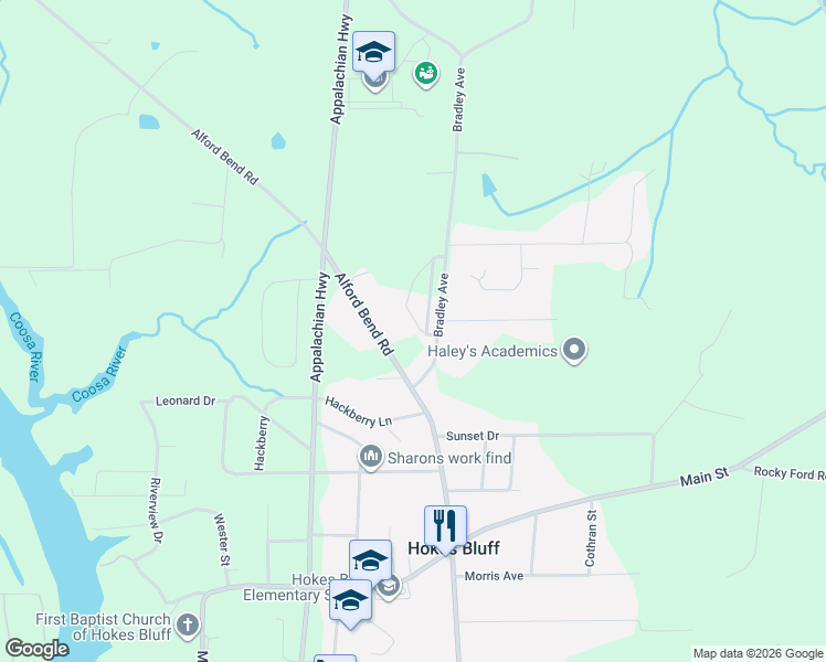 map of restaurants, bars, coffee shops, grocery stores, and more near 2350 Cypress Bend Circle in Gadsden