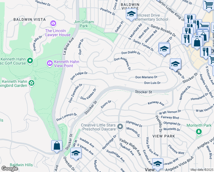 map of restaurants, bars, coffee shops, grocery stores, and more near 4415 Don Tomaso Drive in Los Angeles