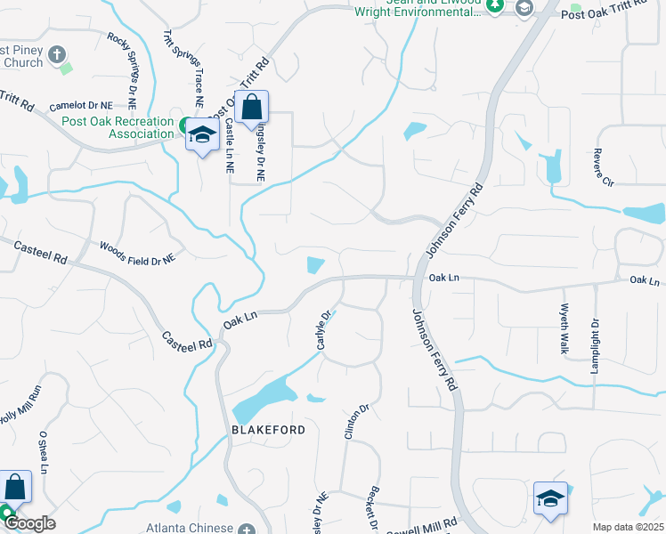 map of restaurants, bars, coffee shops, grocery stores, and more near 3801 Bays Ferry Trail in Marietta