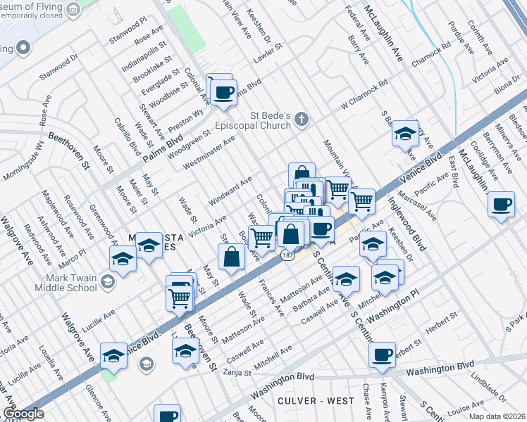 map of restaurants, bars, coffee shops, grocery stores, and more near 3724 Wasatch Avenue in Los Angeles