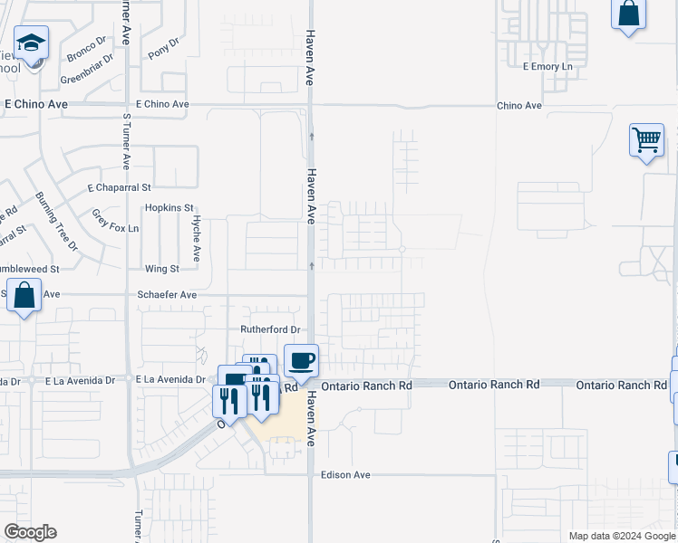 map of restaurants, bars, coffee shops, grocery stores, and more near in Ontario