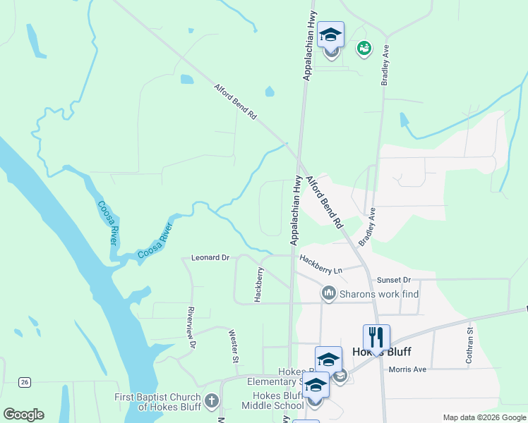 map of restaurants, bars, coffee shops, grocery stores, and more near 2470 Cedar Ridge Circle in Gadsden