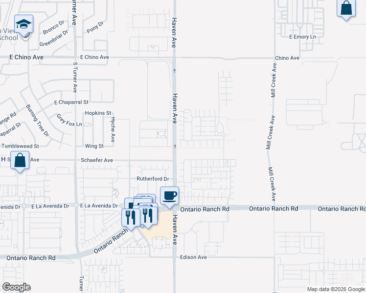 map of restaurants, bars, coffee shops, grocery stores, and more near in Ontario