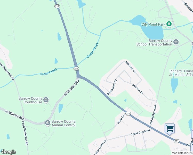 map of restaurants, bars, coffee shops, grocery stores, and more near in Winder