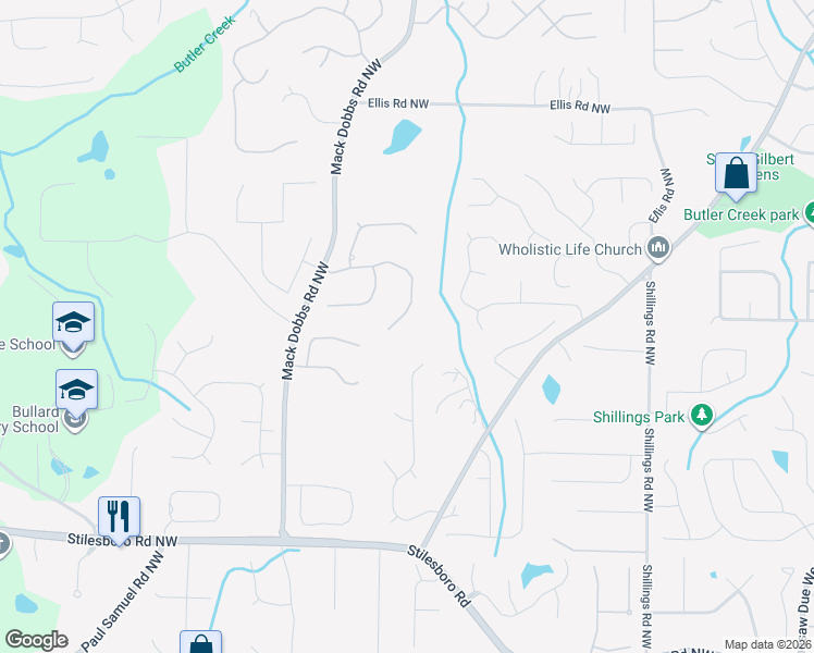 map of restaurants, bars, coffee shops, grocery stores, and more near 3274 Lark Haven Drive Northwest in Kennesaw