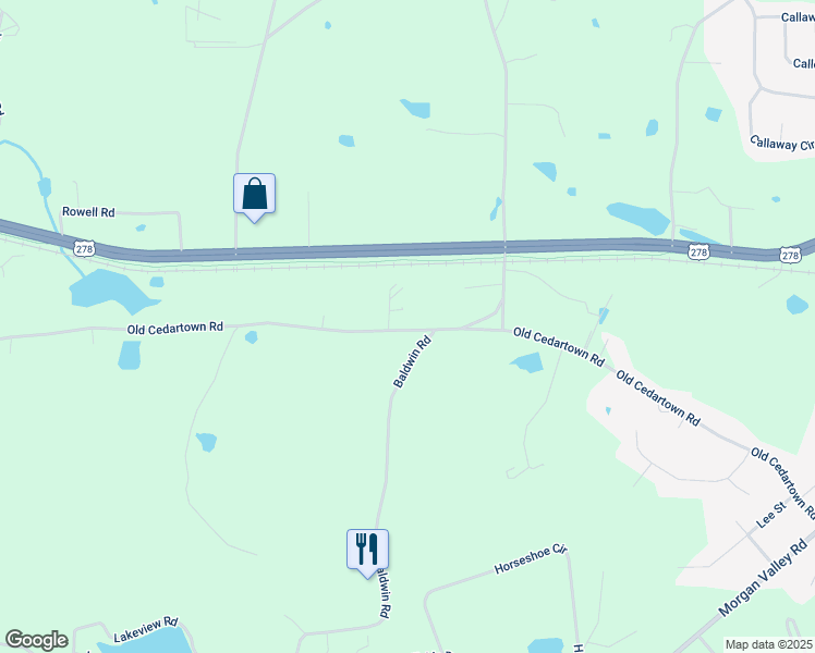 map of restaurants, bars, coffee shops, grocery stores, and more near 568 Old Cedartown Road in Rockmart