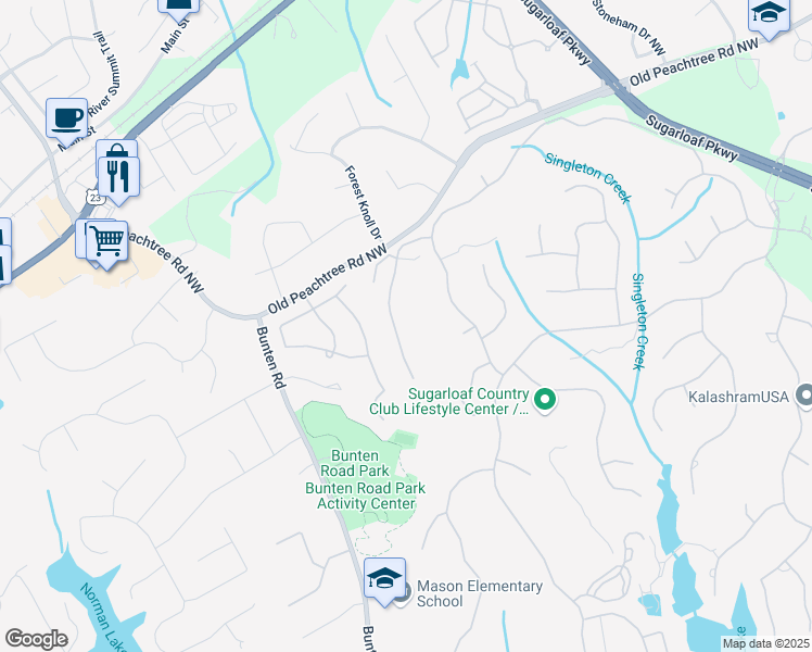 map of restaurants, bars, coffee shops, grocery stores, and more near 3229 Carmichael Place Northwest in Duluth