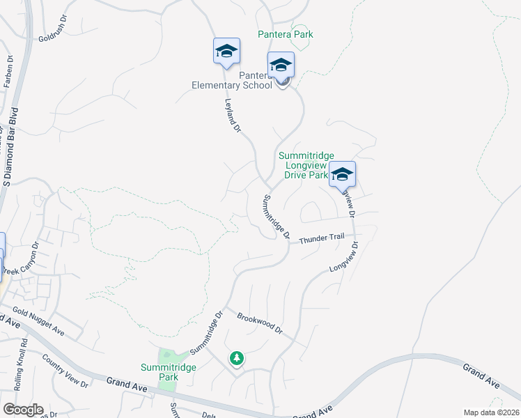 map of restaurants, bars, coffee shops, grocery stores, and more near 947 Summitridge Drive in Diamond Bar