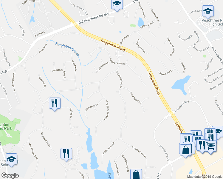 map of restaurants, bars, coffee shops, grocery stores, and more near 2735 Gordon Banks in Duluth