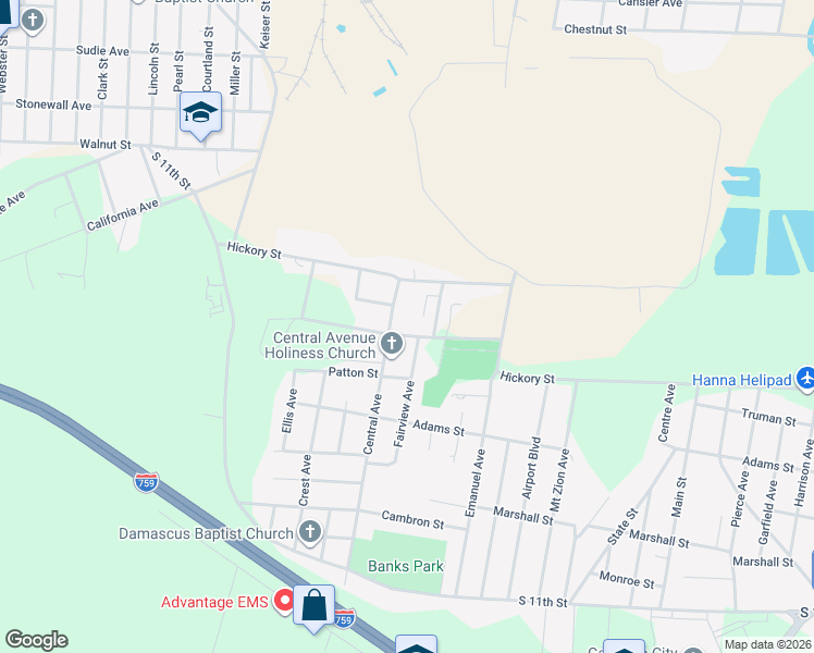 map of restaurants, bars, coffee shops, grocery stores, and more near 1100 Fairview Avenue in Gadsden
