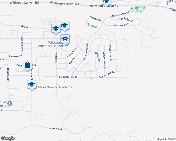 map of restaurants, bars, coffee shops, grocery stores, and more near 13682 Village Court in Yucaipa