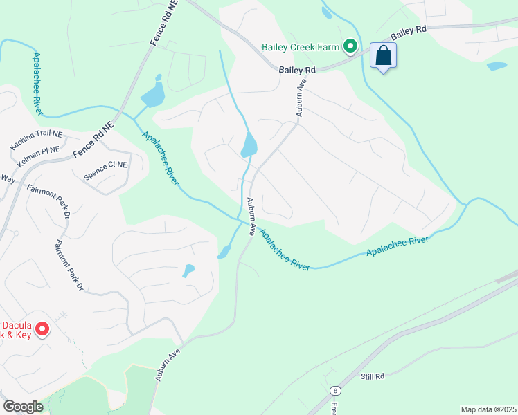 map of restaurants, bars, coffee shops, grocery stores, and more near 265 Roland Manor Drive in Dacula