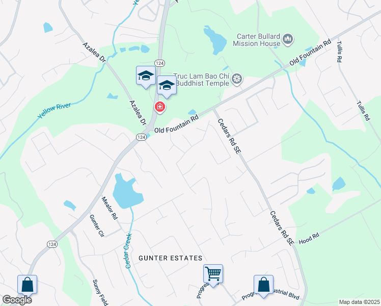 map of restaurants, bars, coffee shops, grocery stores, and more near 1245 Grace Hadaway Lane Northeast in Lawrenceville