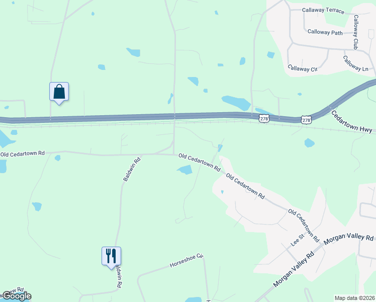 map of restaurants, bars, coffee shops, grocery stores, and more near 424 Old Cedartown Road in Rockmart