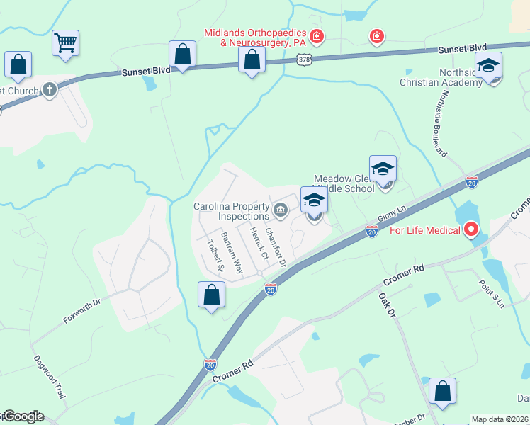 map of restaurants, bars, coffee shops, grocery stores, and more near 108 Ashmore Lane in Lexington