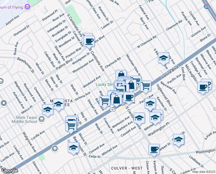 map of restaurants, bars, coffee shops, grocery stores, and more near 3744 Colonial Avenue in Los Angeles